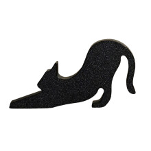 Unieke kattendeurstopper met zachte kunststof deurbumper-Zwart