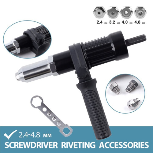 2.4-4.8 mm Effort-Less Electric Rivet Adapter Kit High Efficiency Cordless Home Riveting Nut Machine Tool 1