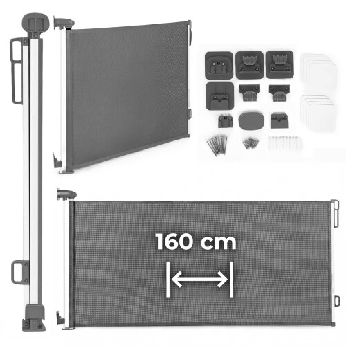 Cancelletto di sicurezza retrattile per scale e porte, 160 cm, grigio
