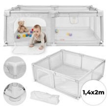 Cercadinho para bebê 140x200 cm, cinza, com bolsa de transporte