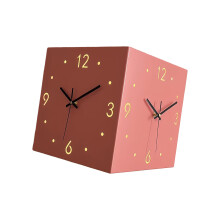 Decorative Wall Clocks Sensors Light Square Double Sided-Pink
