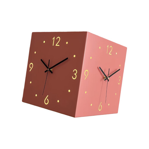 Decorative Wall Clocks Sensors Light Square Double Sided-Pink