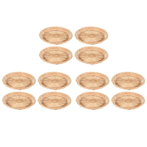 12 Peças Suporte de Placa de Papel de Bambu - Suporte de Placa de Tecido Redondo de 10 Polegadas