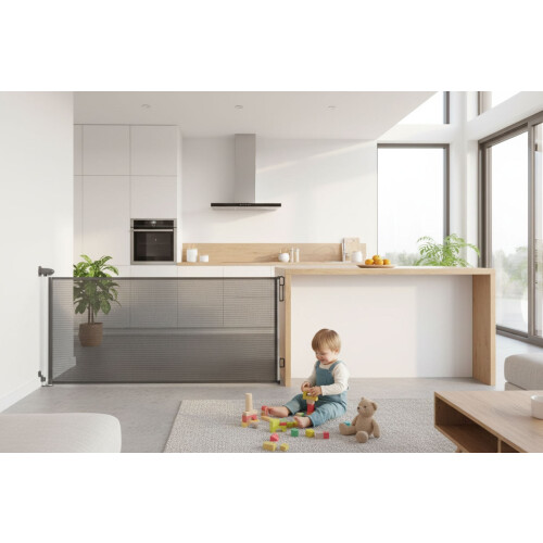 Cancelletto di sicurezza retrattile per scale e porte, 160 cm, grigio 2
