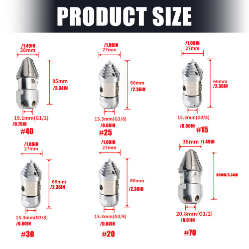 Professional Pressure Rotary Drain Cleaner Nozzle Rotating-15L 1