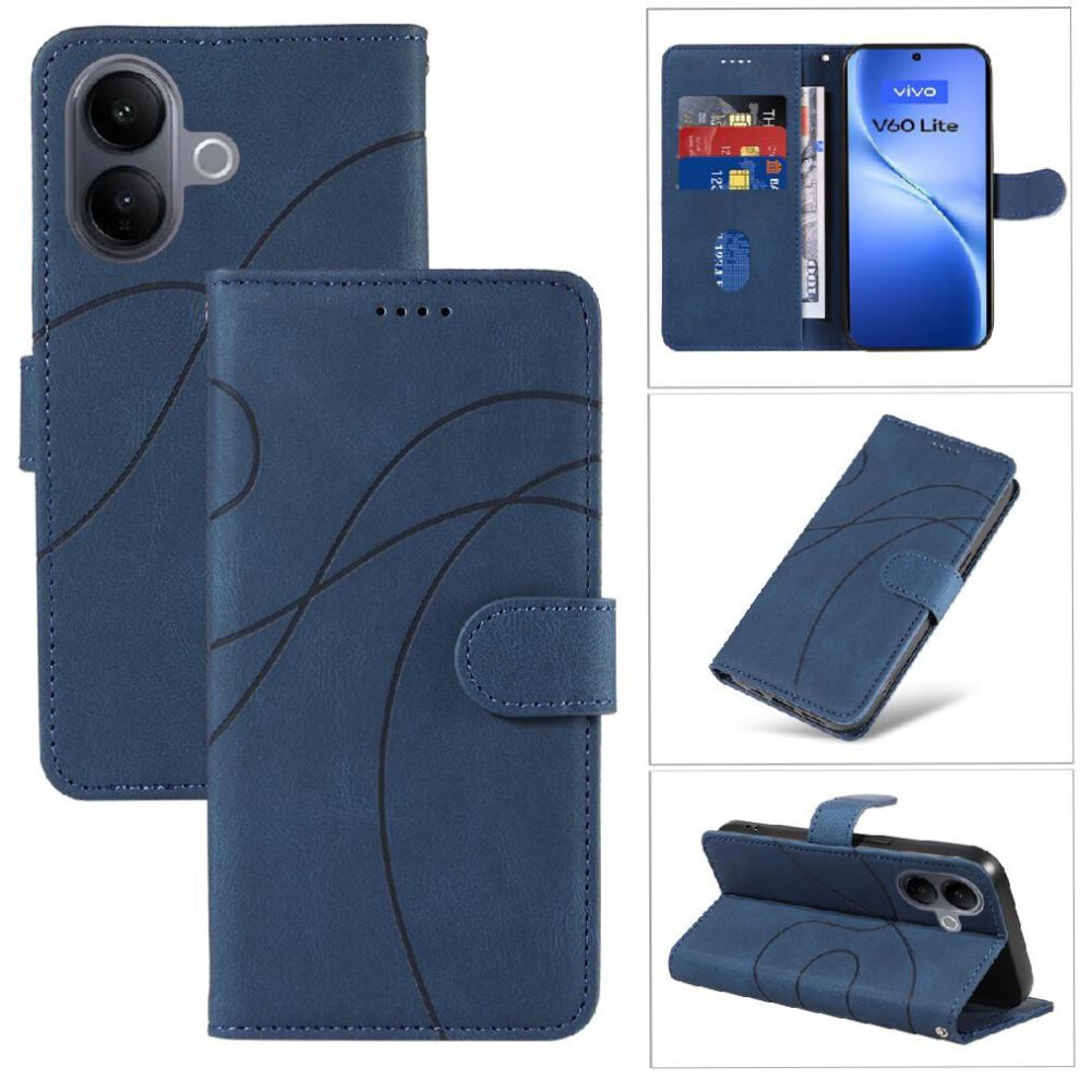 Flip Case For Vivo V60 Lite Card Slots And Kickstand Function Curved Pressure Line Skin Feel Leather And Frosted Tpu 764563359325