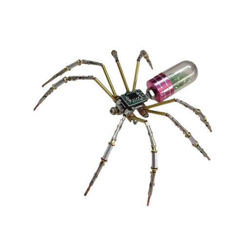 Steampunk Mechanical Spiders DIY Puzzle Model Kits with LED-Red