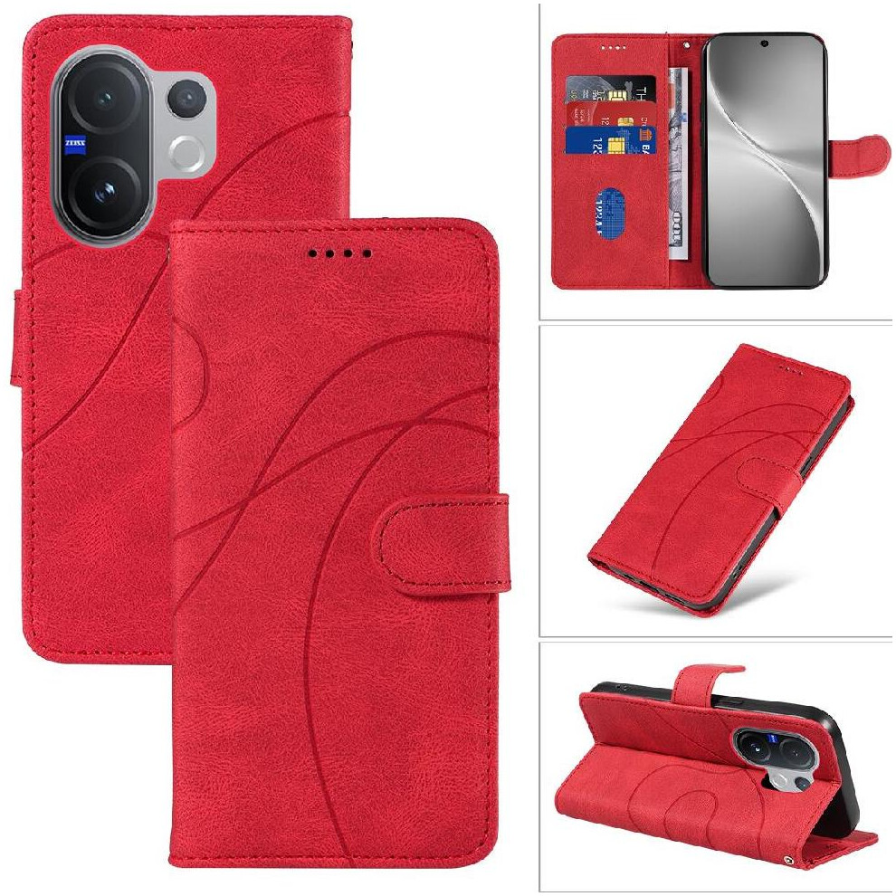 () Flip Case For Vivo V60 5G Skin Feel Leather And Frosted Tpu Curved Pressure Line Card Slots And Kickstand Function 764563359363