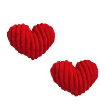 Set of 2 Valentines Pillows Romantics Faux Furs Fabric-Red