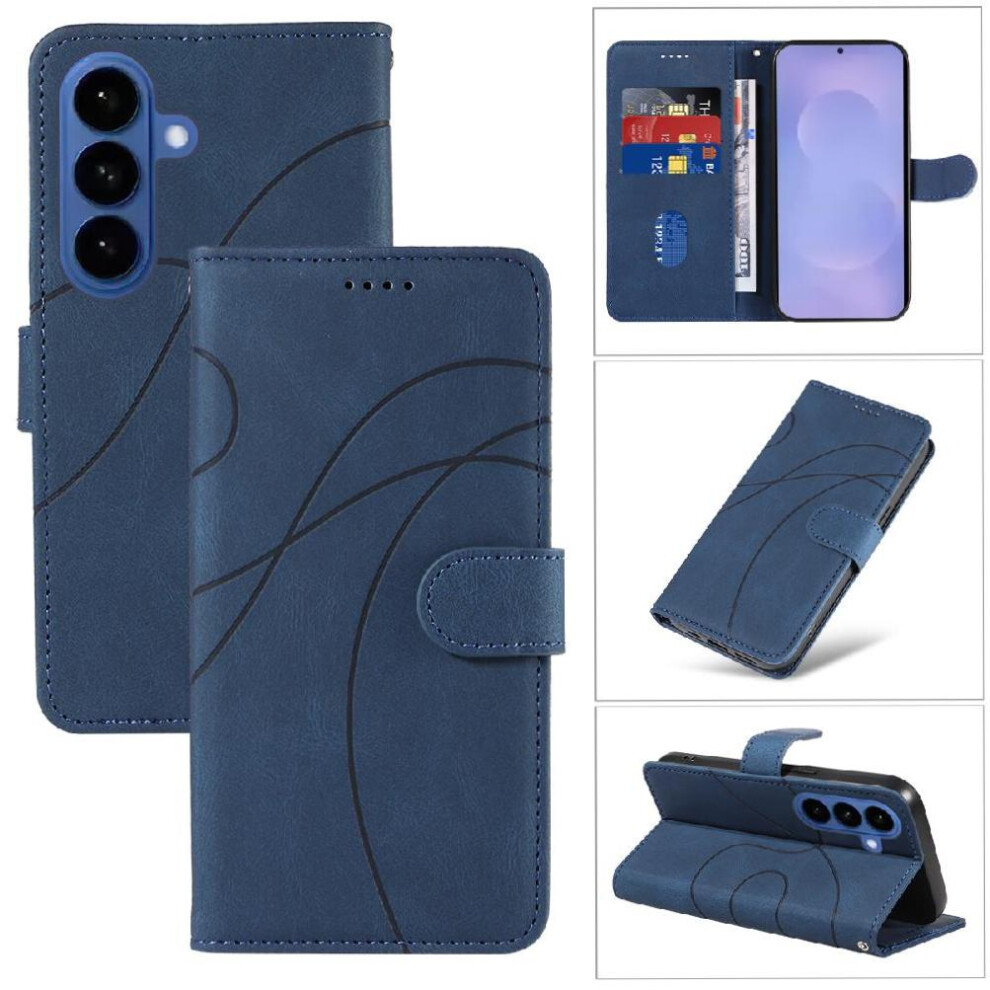 Photos - Case Flip  for Samsung Galaxy S26 Card Slots And Kickstand Function Skin Feel Leather And Frosted TPU Curved Pressure Line