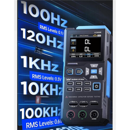 LC1020E LCRMeter,Resistor Inductor CapacitorTester,Sorting,19,999 Counts Dual Parameter Display,Adjustable 100Hz-100kH 2