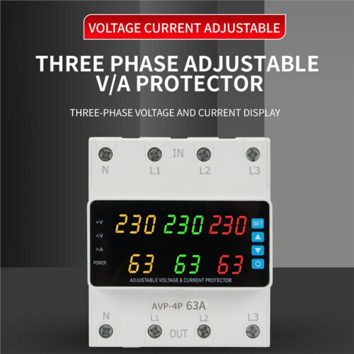 3 Phase 220-380v Voltage Relay 63A Changeover  Overvoltage/Undervoltage/ Overcurrent/Phase Loss Protection Keep 1