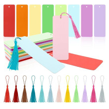 100 Pack Blank Color Bookmarks Cardstock with 100 Pcs Colorful Tassels, DIY Paper Bookmarks for DIY Projects
