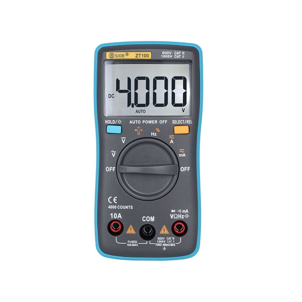 Bside Zt100 Digital Multimeter 4000 Counts /Ac Voltage Current Capacitance Hz Diode Ohm Tester Ammeter Voltmeter 4713492609762