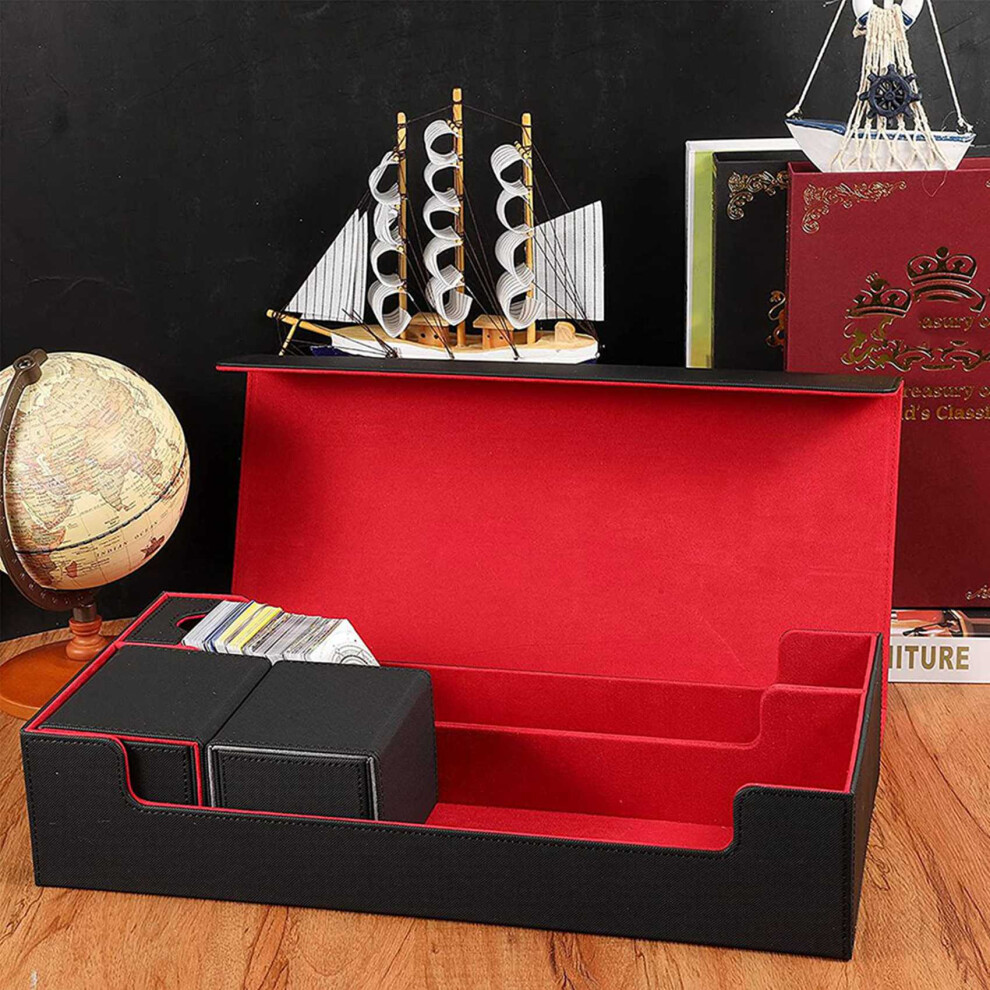 2X Card Deck Boxes Holds 550+ Deck Box Commander For Card Storage Box Magnetic Trading Cards Guard Box Black 6031945952479