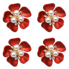 4Pcs Pearls Rhinestones Cufflinks Covers Decorative Shirt-3