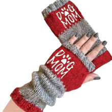 Fashion Splicing Acrylic Gloves For Commuting And-Red letter