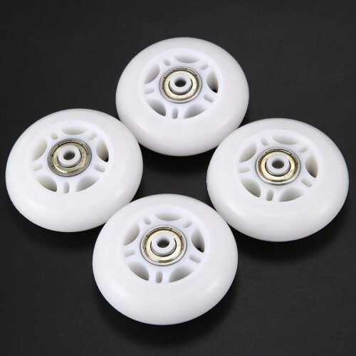 8 Pack Inline Skate Wheels Beginner's Roller Blades Replacement Wheel with Bearings 70mm White 2