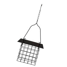 Modern Square Hanging Wild Bird Dispenser Constructed-Black