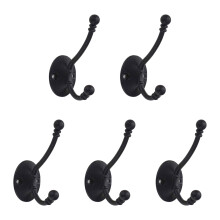 5 Piece Modern Single Hook Set Strong Zinc Alloy-Black