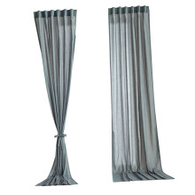 2 Panels Faux Linen Light Filtering Semi Sheer Cutains-grey A