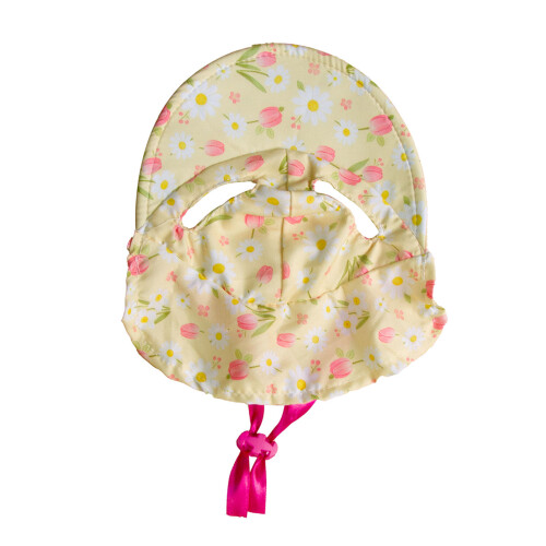 Fashion Flower Pattern Pet Hat With Adjustable Strap-Yellow S