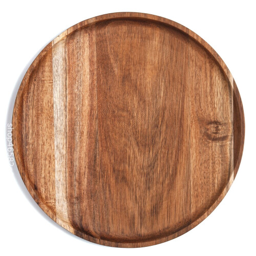 Multipurpose Wooden Tray Circular Storage Platter For-35cm