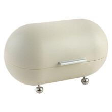 Elegant Metal And Plastic Bread Bin Keep Food Freshness-White