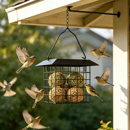 Durable Dark Square Wild Bird Dispenser For Garden Deck-Black 2