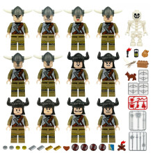 12 PCS Evil Wolf Viking Warrior Building Block Set Role Play Game Gift for Boys & Girls