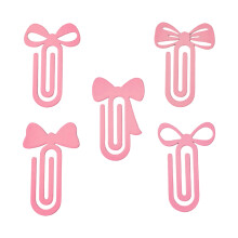 5Pieces Pink Bowknot Pattern Paper Clips Bookmarks Holders Iron