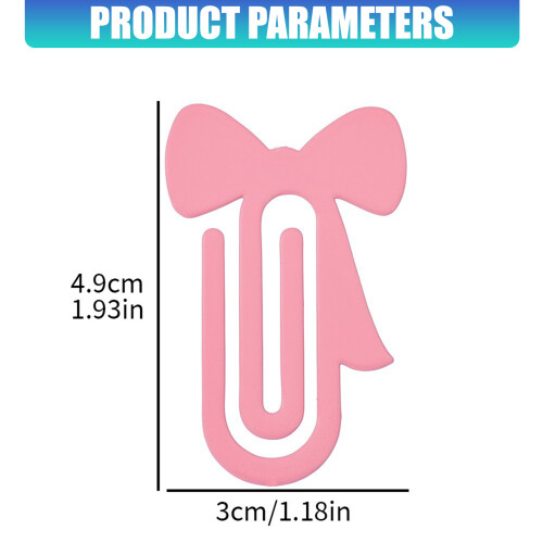 5Pieces Pink Bowknot Pattern Paper Clips Bookmarks Holders Iron 2