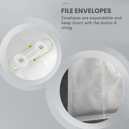 12 Pack Clear Plastic Envelopes  Envelopes Expandable Files Document Folders with Button & String Tie Closure A4 1