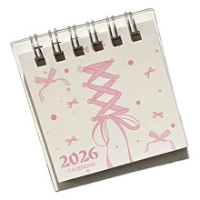 Stijlvolle roze papieren kalender 2026 met vrouwelijk-Lintje