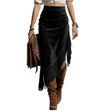 Elegant Solid Color Suedes Pencil Skirt Stretchy-Black M