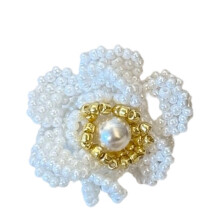 Acrylic Flower Ring Unique Design For Women Fashion-White