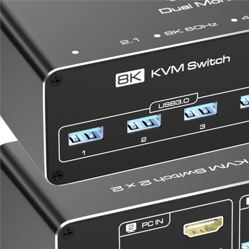 KVM  2 Monitors 2 Computers, -Compatible KVM, USB 3.0  for 2 PC Share 2 Screens, Support Extended Mode 1