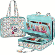 Large Storage Tote with Clear Pockets.Perfect for Sewing,Knitting & Travel Organizer. Capacity,Handy Handle