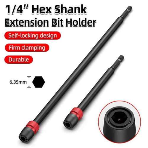 3Pcs 75/150/300mm Screwdriver Bit Holder Magnetlc Extended Self-Locking Extension Rod Quick Release 1/4 Inch Hex 2