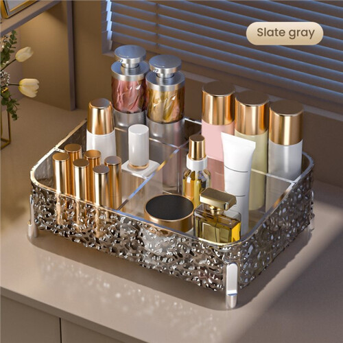 Glacier-Print Desktop Makeup Organizer with Legs Clear Lipstick Split Vanity Storage Organizer Makeup Organizer Box B 2