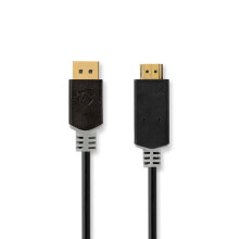 Cable DisplayPort | DisplayPort macho | Conector HDMI | 4K@30Hz | Chapado en oro | 3,00 metros | Redondo | PVC | Antracita | Caja