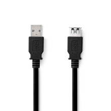 USB-Kabel | USB 3.2 Gen 1 | USB-A Stecker | USB-A Buchse | 5 Gbps | Vernickelt | 1,00 m | Rund | PVC | Schwarz | Etikett