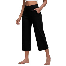 Women Soft High Waist Work Trousers Business Casual-Black XL