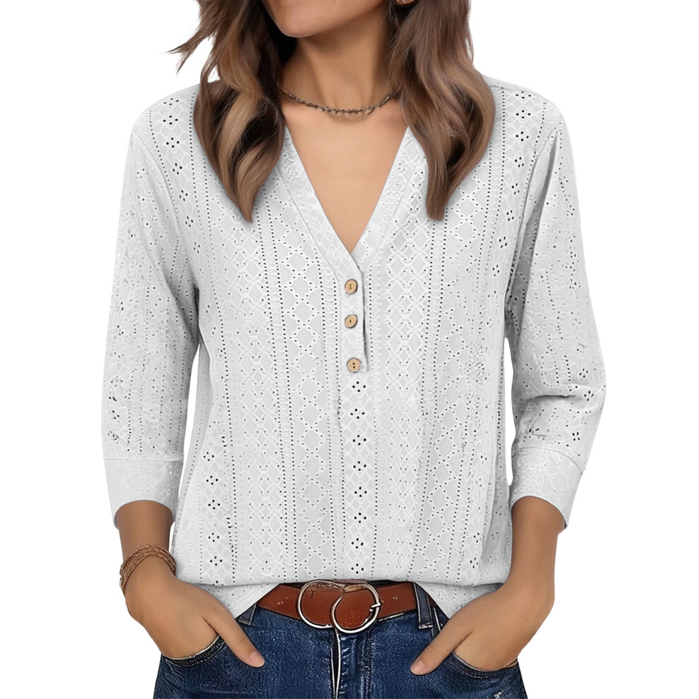 Women's t-shirts, half sleeve, V-neck, cotton and-White XXXL