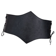 Medieval Short Waist Trainer PU Leather Corset Belt for Daily-A