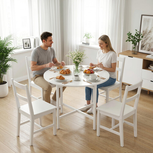 Homcom HOMCOM Folding Dining with Steel Frame for Small Spaces, White