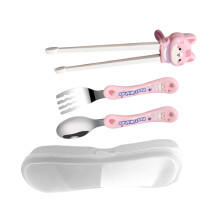 Strong Plastic Child Training Chopsticks Set Includes Spoon-1