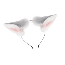 Cosplay Animal Ear Hairpiece Costume Hair Accessory-grey w pink