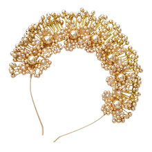 Elegant Pearls Hairband Crystal Rhinestones Bridal-Gold