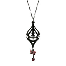 Trendy ketting met ruimtethema, hexagramhanger en-Zwart